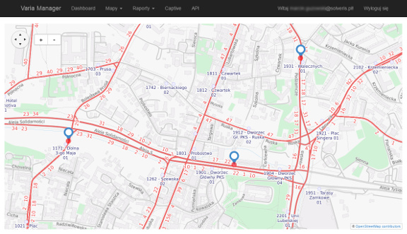 Varia Manager (maps) available though web browser